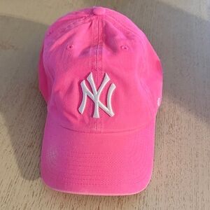 47 Brand Pink NY Yankees Baseball Cap with White Logo